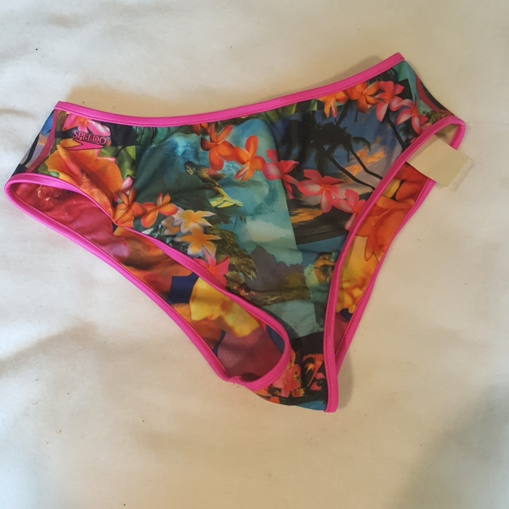 NWT 2000s Speedo Girls Tropical Print Swim Bottom
